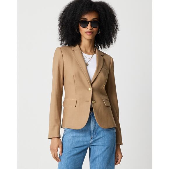 J. Crew Jackets & Blazers - J.Crew Schoolboy Blazer Camel Tan Gold Button Wool Blend NWT Size 14